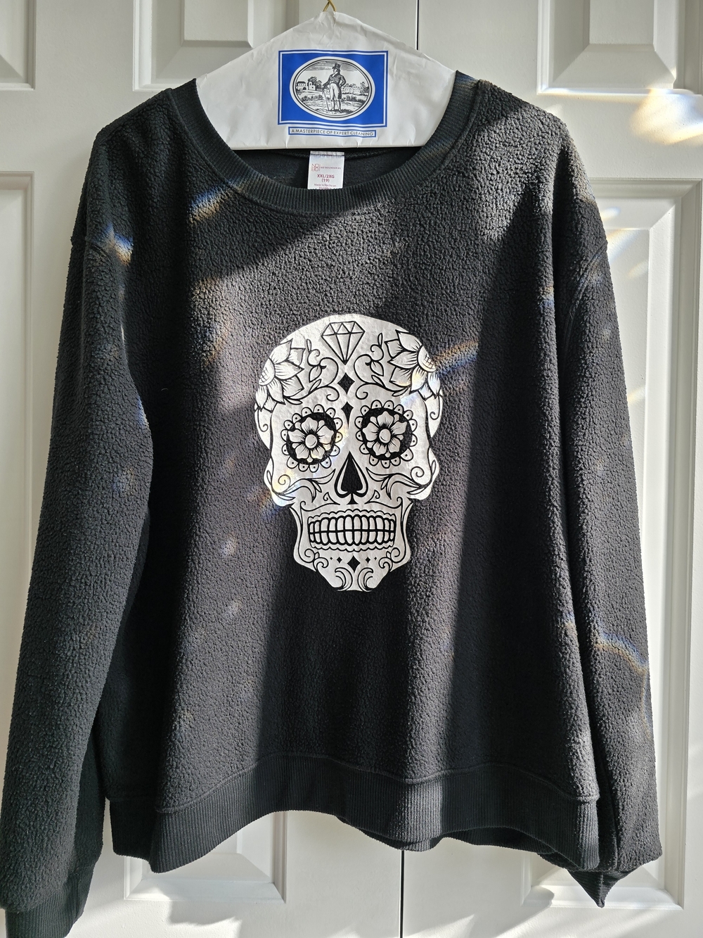 No Boundaries Black Crewneck Sweatshirt with White Sugar Skull